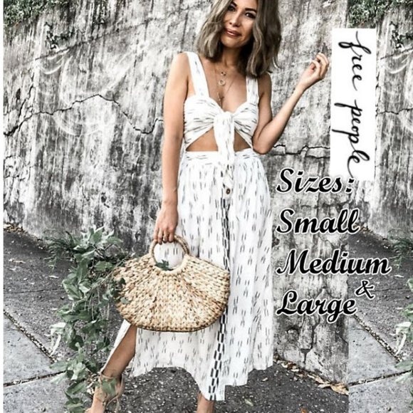 NWT - Free People Caldasi Tie Front Midi Dress - Picture 5 of 14